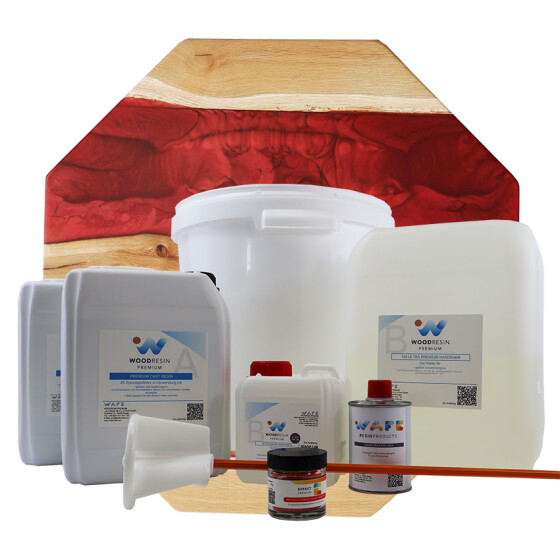 Starter Set WOODRESIN® Premium Harz und Holztisch EFFECT Metallic Effekt Pigment Ozeanblau 10 g