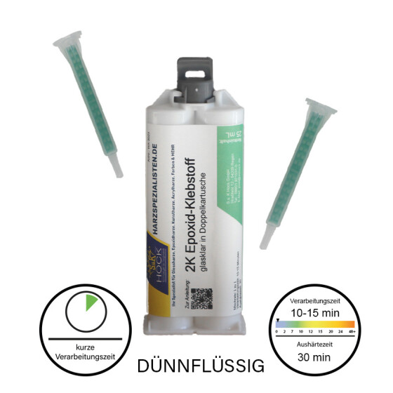 2K Epoxid-Klebstoff 25 - 50 ml - glasklarer Holzreparaturkleber